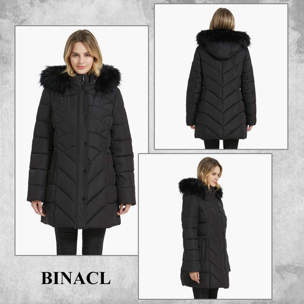 BINACL Women's Winter Warm Thicken Long Outwear Pockets Coat Parka Jacket XS-3XL - Image 3