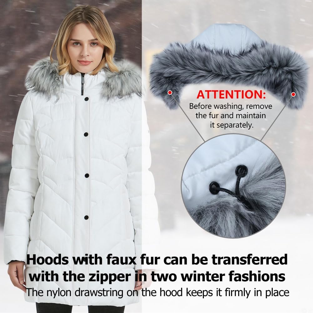 BINACL Women's Winter Warm Thicken Long Outwear Pockets Coat Parka Jacket XS-3XL - Image 6